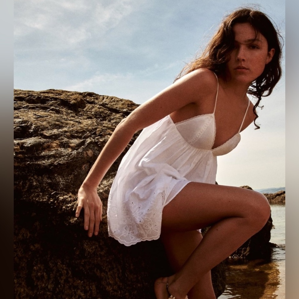 Zara White Dress with Spaghetti Straps